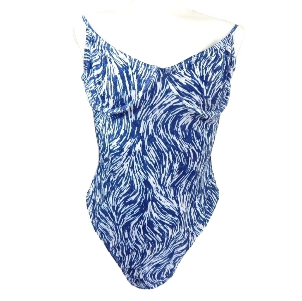 Onia Blue and White One-Piece Swimsuit